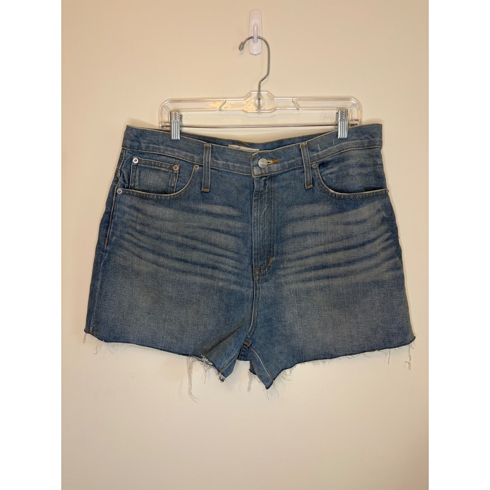 Madewell The Perfect Jean Shorts 32 Light Wash High Rise Cut Off Denim Jorts
